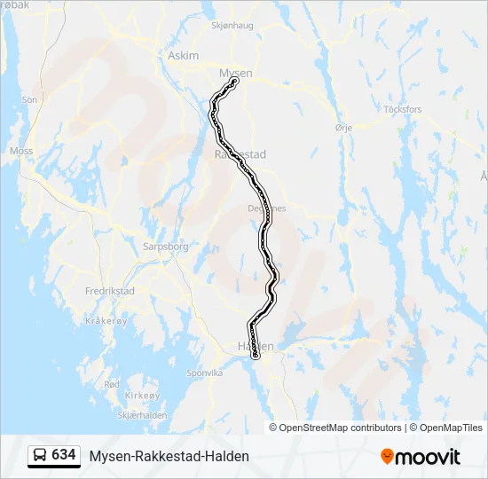 634 Bus Line Map
