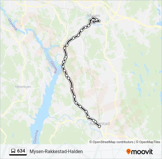 634 Bus Line Map