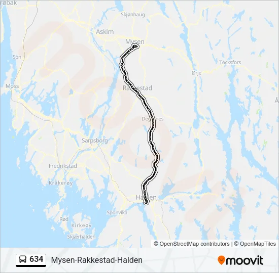634 Bus Line Map