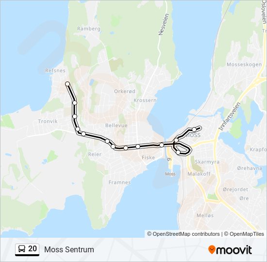 20 Rute: Rutetider, Holdeplasser Og Kart - Moss Sentrum (Oppdatert)