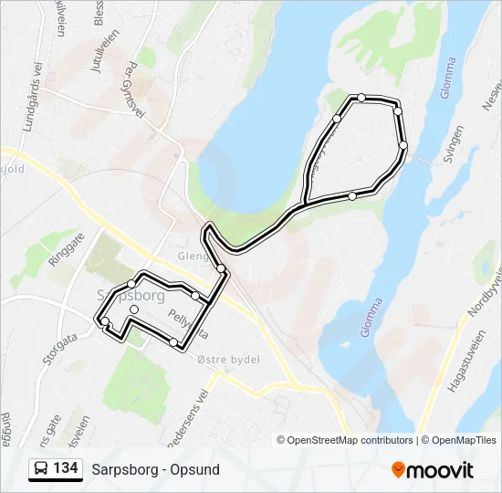 134 Bus Line Map