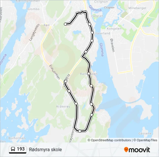 193 Bus Line Map
