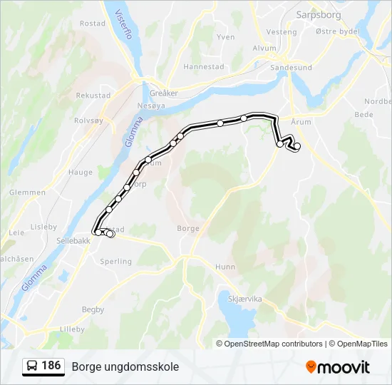 186 Bus Line Map