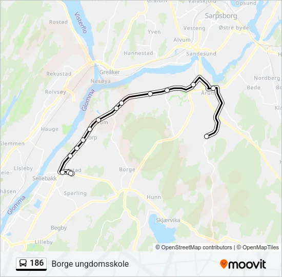 186 Bus Line Map