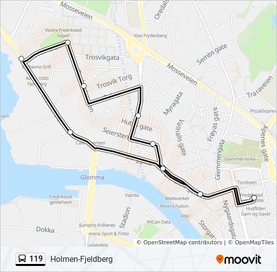 Bus 119 Route Map 119 Route: Schedules, Stops & Maps - Fjeldberg (Updated)