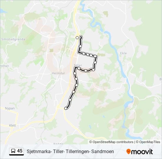 45 bus Line Map