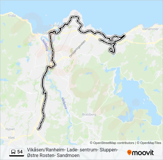 54 Bus Line Map