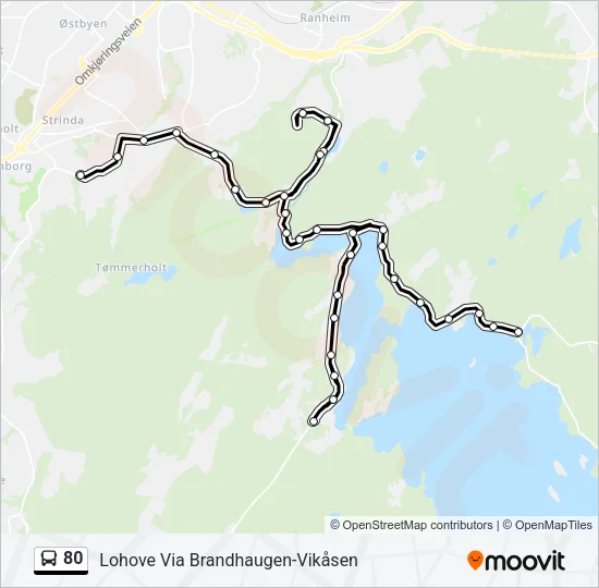 80 Bus Line Map