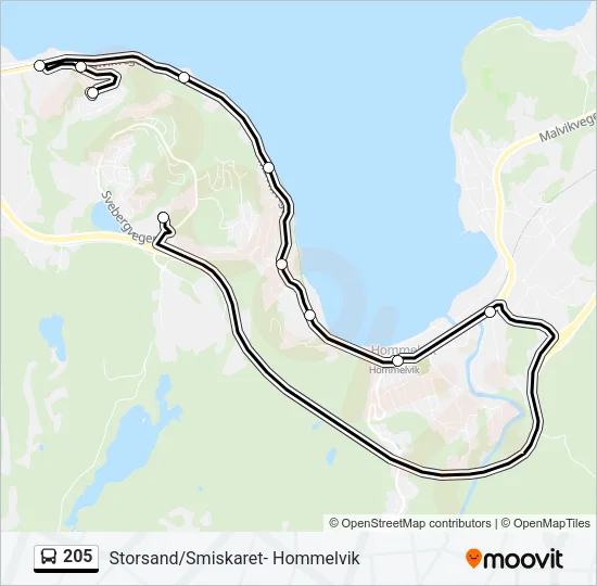 205 Bus Line Map