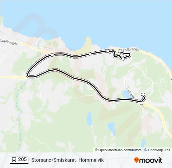 205 Bus Line Map