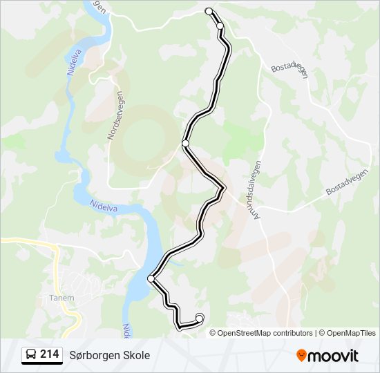 214 bus Line Map