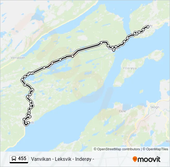 455 Bus Line Map