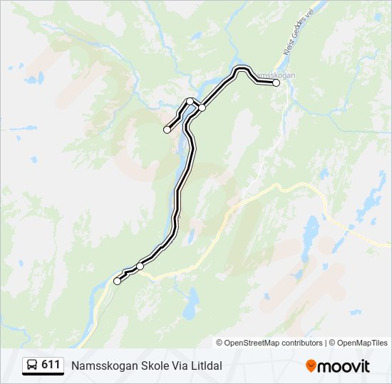 611 bus Line Map