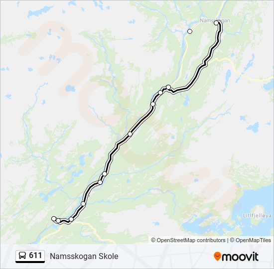 611 bus Line Map