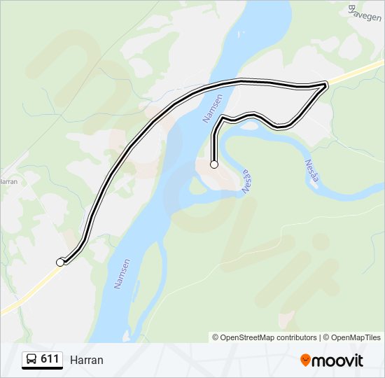 611 bus Line Map