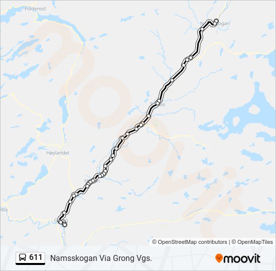 611 bus Line Map