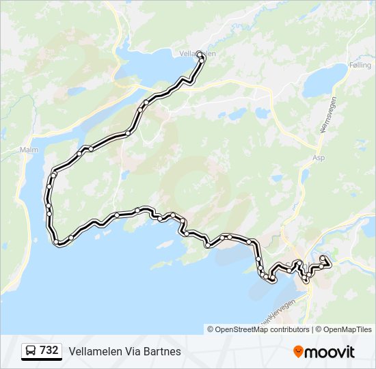 732 bus Line Map