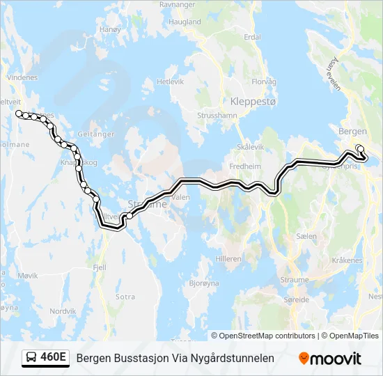 460E Bus Line Map