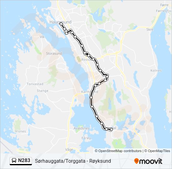 N283 Bus Line Map