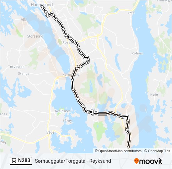 N283 Bus Line Map