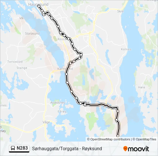 N283 Bus Line Map