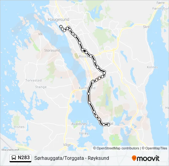 N283 Bus Line Map