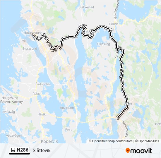 N286 Bus Line Map