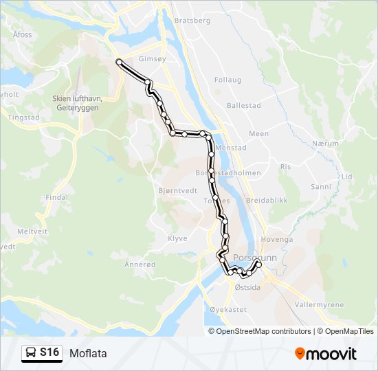 S16 bus Line Map