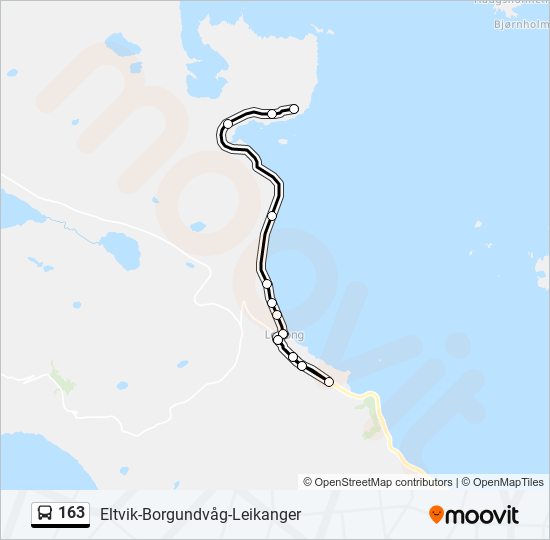 163 bus Line Map