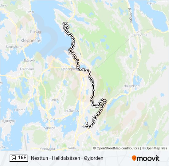 16E Bus Line Map