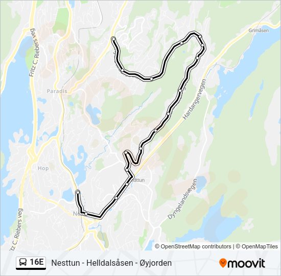 16E Bus Line Map