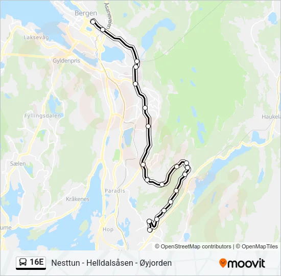 16E Bus Line Map