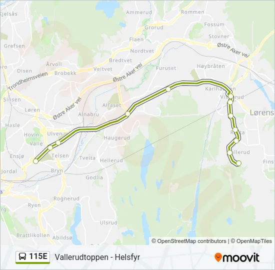 115E Bus Line Map