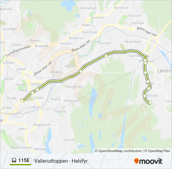 115E Bus Line Map