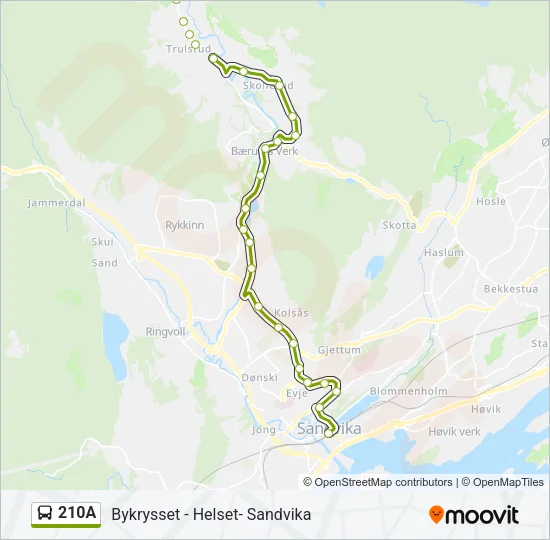 210A Bus Line Map