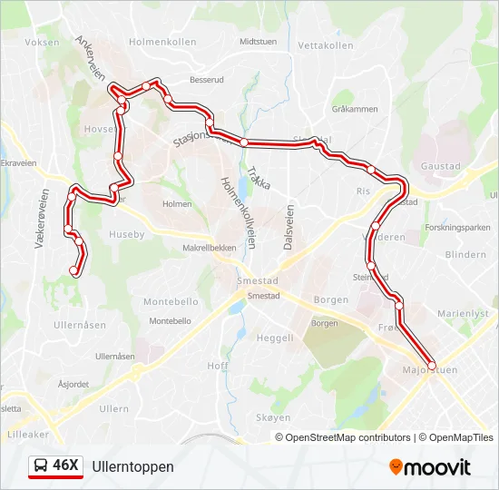 46X Bus Line Map