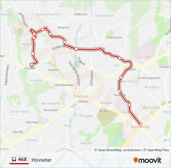 46X Bus Line Map