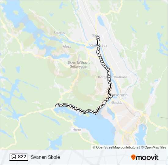 S22 bus Line Map