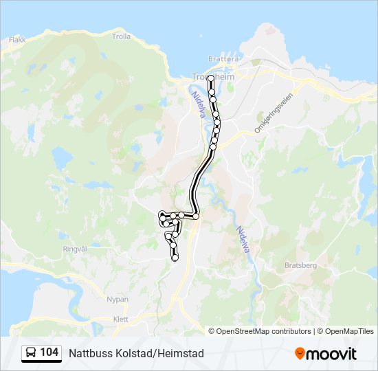 104 bus Line Map