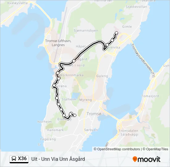 X36 Bus Line Map