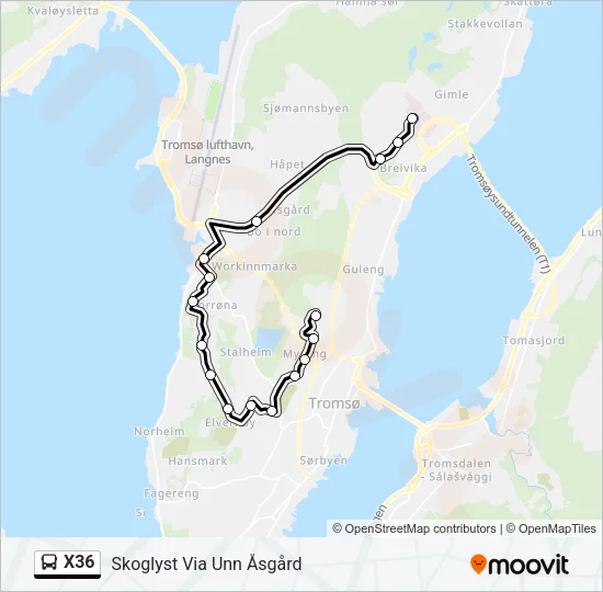 X36 Bus Line Map