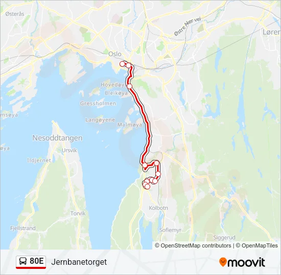 80E Bus Line Map