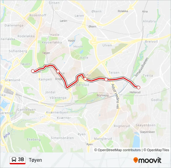 3B Bus Line Map