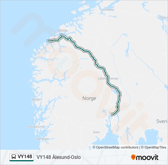 VY148 buss Linjekart