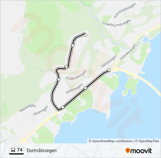 74 Bus Line Map