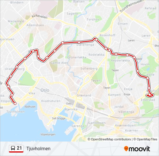 21 Bus Line Map