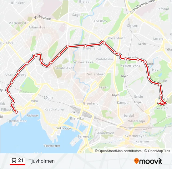 21 Bus Line Map
