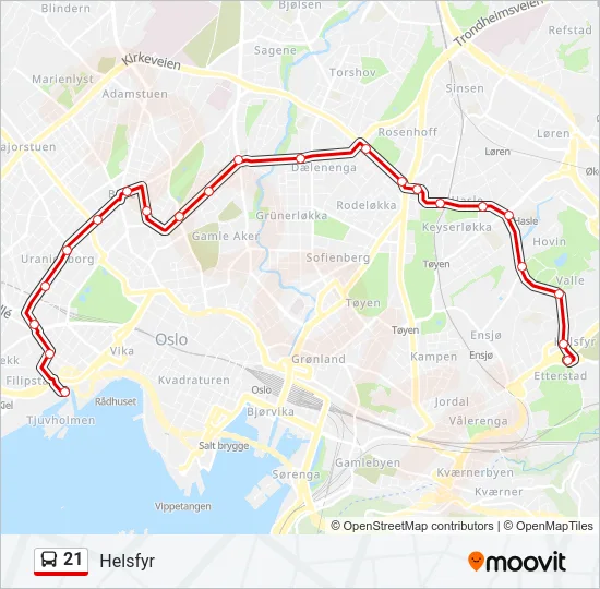 21 Bus Line Map