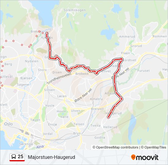 25 Bus Line Map