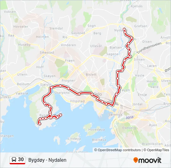 30 Bus Line Map